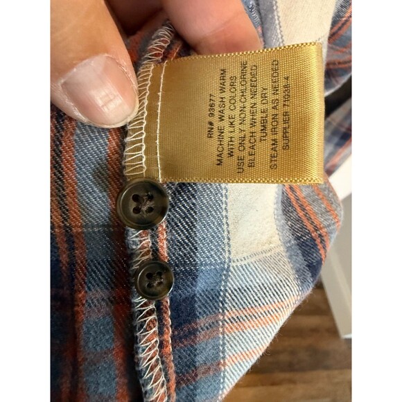 ? Vtg The Foundry Supply Co 4XL Plaid Flannel Shirt Blue Orange Grey - Picture 4 of 6